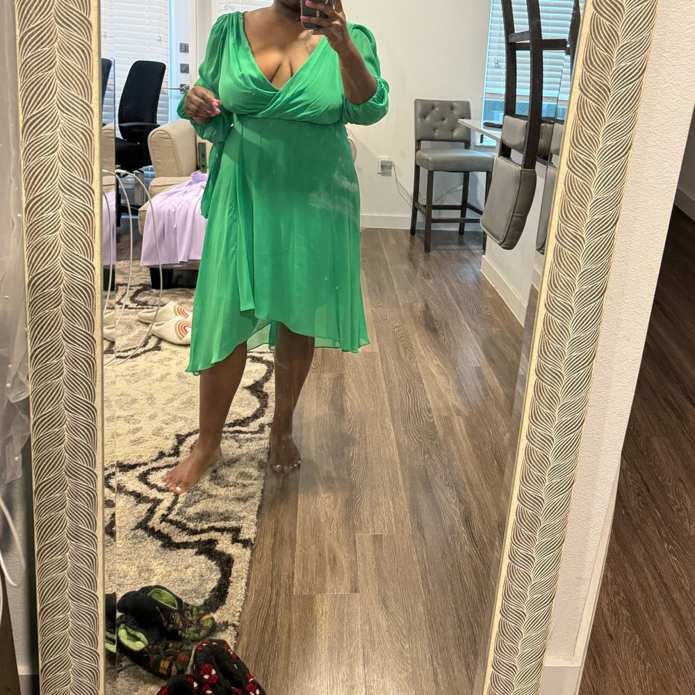 Green Asymmetrical Plunge Sundress